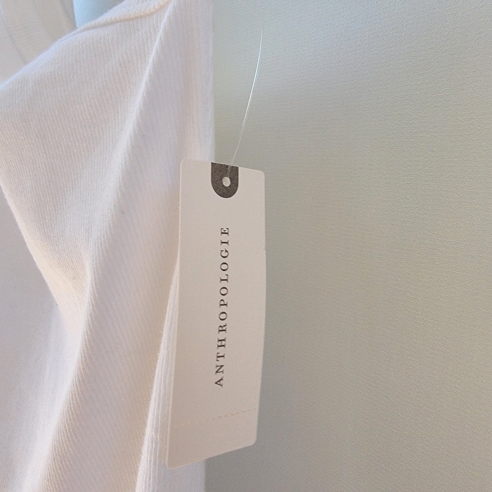 Anthropologie Pilcro New White Ribbed One Shoulder Tank Top Size Large Neutral - Picture 14 of 15